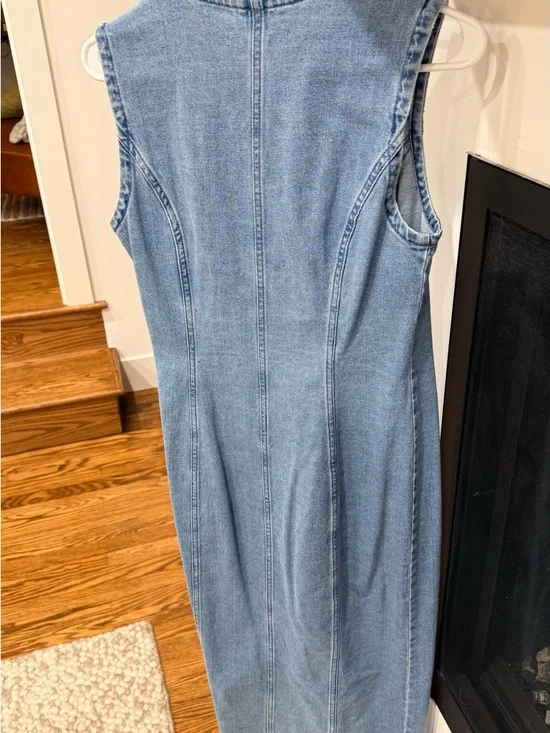 Abercrombie & Fitch Light Blue Sleeveless Button-Front Midi Dress - Picture 6 of 6